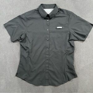 Columbia Omni Wick Black Button Up Shirt Short Sleeve Womens Medium